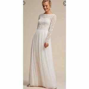 BHLDN Sinclair Ivory Champagne Beaded Tulle  Dress